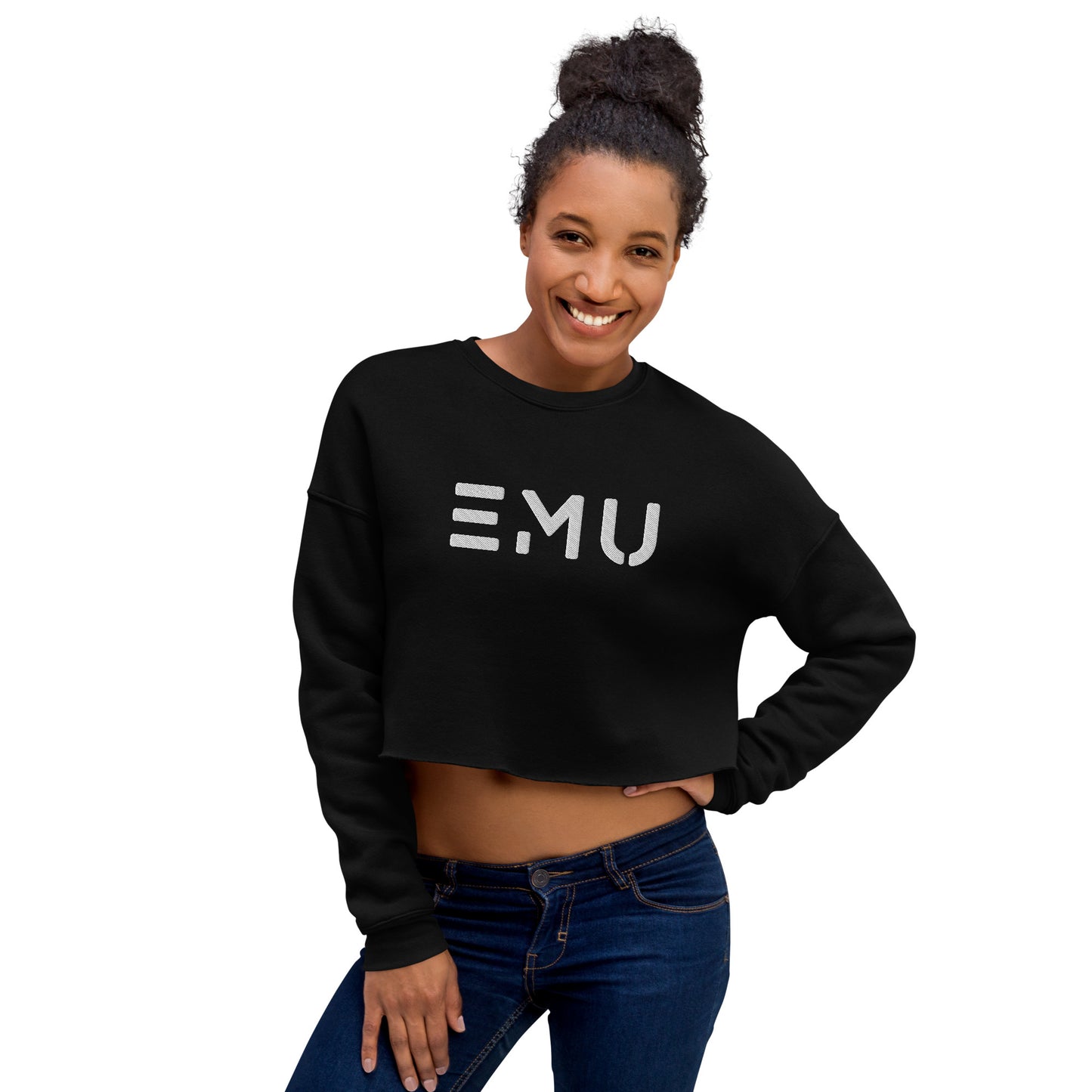 EMU Embroidered Women's Crop Crew Sweatshirt