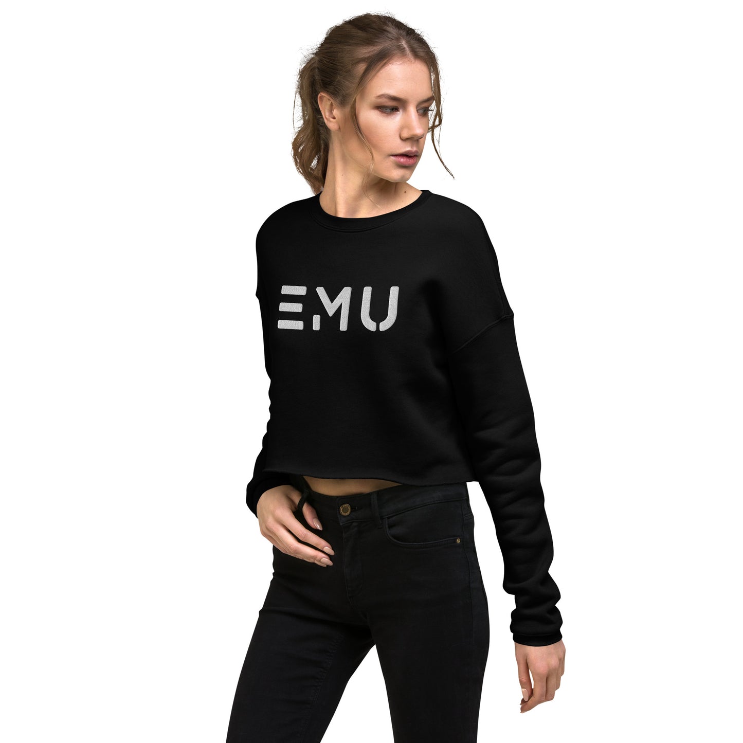 EMU Embroidered Women's Crop Crew Sweatshirt
